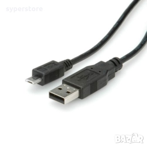 Кабел USB-A към Micro USB-B 2.0 Roline 11.02.8752 Черен 1.8м USB-A to Micro USB-B M/M, снимка 1
