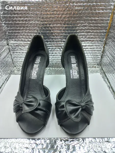 Дамски летни обувки на ток, черни, Paolo botticelli, 36 номер, запазени, снимка 1