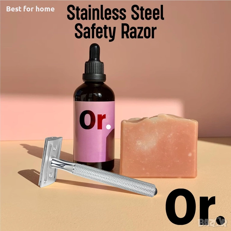 Класически бръснач от неръждаема стомана – Професионален дизайн за традиционно бръснене, снимка 1