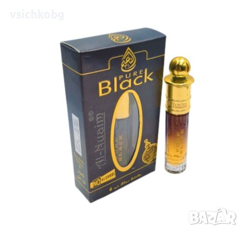 Арабско парфюмно масло от Al Nuaim - Pure Black 6ml Дълготраен кехлибарен аромат 0% алкохол, снимка 1