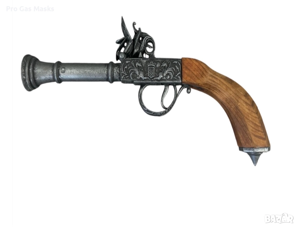 Винтидж Пистолет уникален Рядък пиратски реплика копие античен дърво и метал, стенен декор, декорати, снимка 1