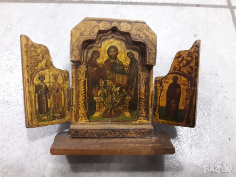 Малък иконостас с дърворезба,икона, снимка 1