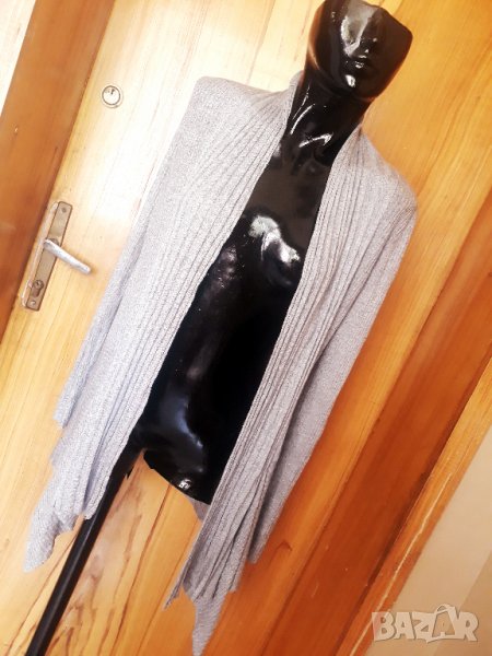 Светло Сива тънка рипсена жилетка С/М, снимка 1