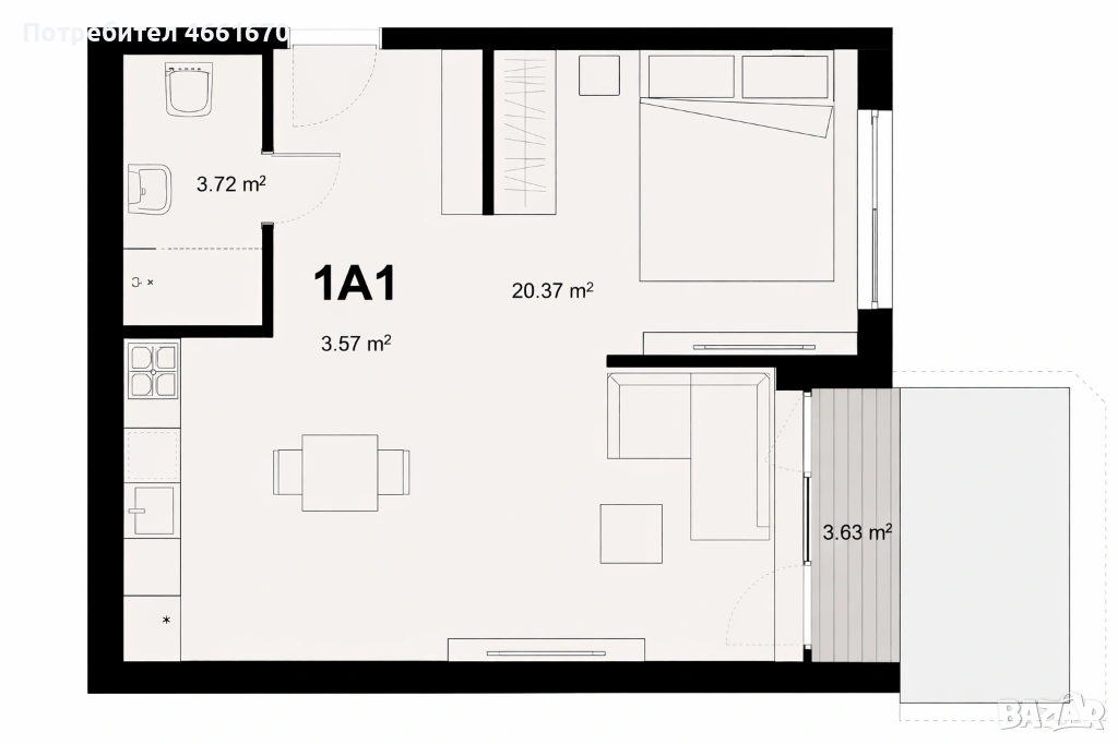 Едностаен апартамент в Младежки хълм, снимка 1