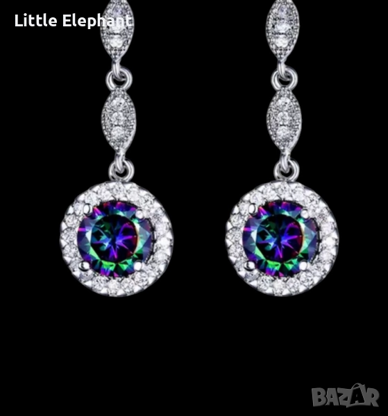 Pre order Сребърни висящи обеци"Mystic hologram",колекция"Famous"/нови, снимка 1