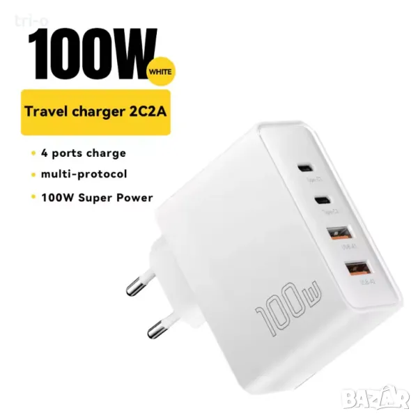 Essager 100W Зарядно устройство GaN USB+Type C PD Бързо зареждане QC 3.0, снимка 1