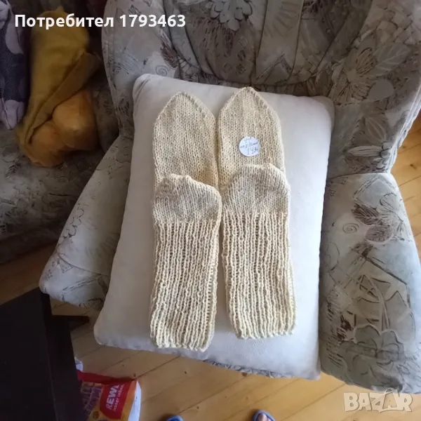 Ръчно плетени мъжки чорапи от вълна размер 44, снимка 1