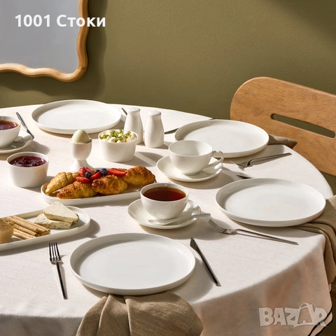 🆕️Голям Сервиз за Закуска от 38части Karaca Stream Pure Favaro Бял Порцелан , снимка 1