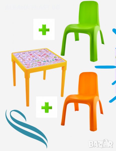 К -т детска маса АЗБУКА и две столчета, снимка 1