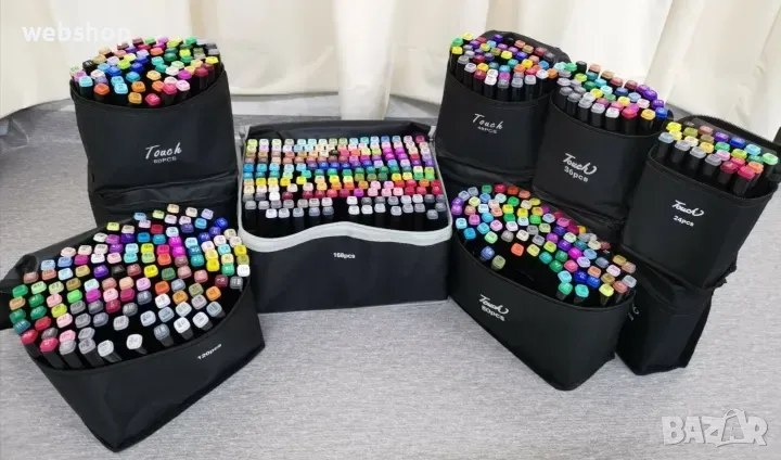 Двойни маркери с дълготрайни пълнители и чанта - 48/60/80/120/168 бр, снимка 1