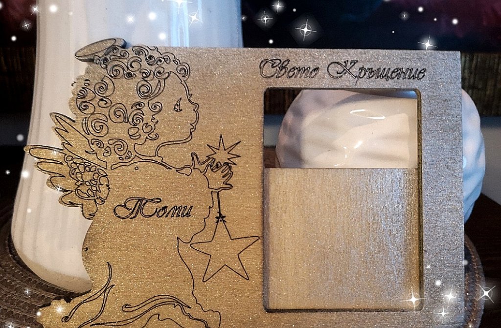 Рамка за снимка с ангелче подарък за гости на кръщене в Декорация в гр.  Бургас - ID29679910 — Bazar.bg