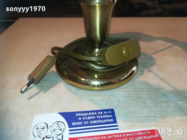 нощна лампа-мед/месинг-внос швеция 35х22см, снимка 6 - Колекции - 29850261