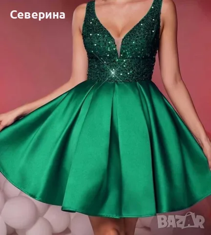 Ефектна рокля от сатен и пайетиXS
