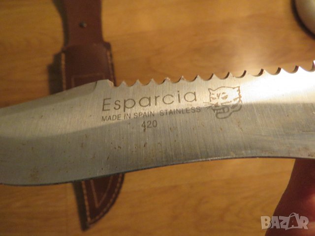 Стар испански  голям нож Esparcia с гравюри за ценители и колекционери., снимка 10 - Ножове - 37159138