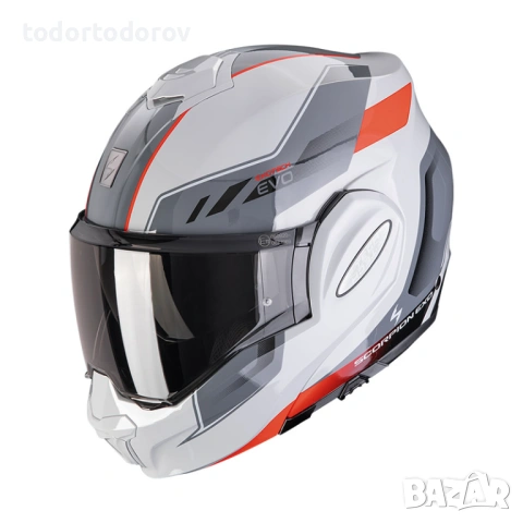 Отваряема мото каска за мотор SCORPION EXO TECH EVO SOCIUS Gray/Orange 723.46 лв. / 369.90 €