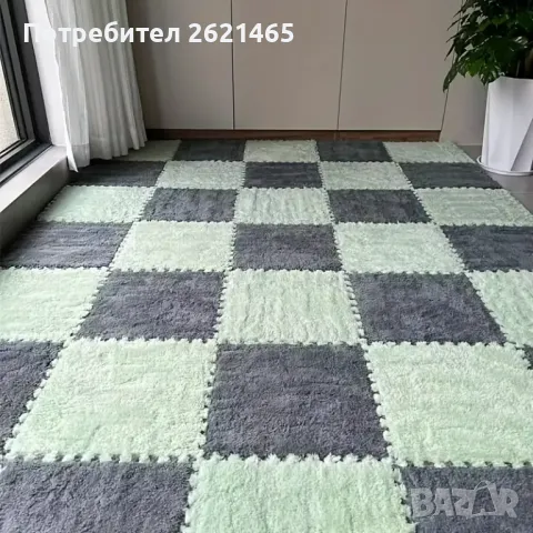 Велурен мек килим - пъзел , комплект от 12 части, за под на детска стая, 30х30 см, снимка 9 - Килими - 49169951