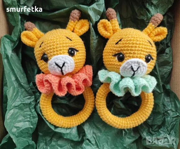 Плетена дрънкалка жираф 