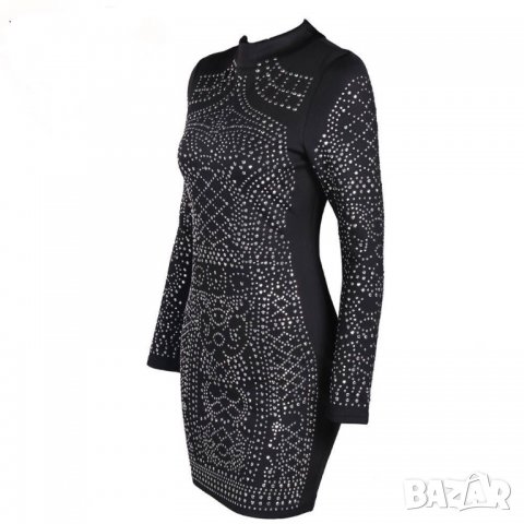 Елегантна черна рокля с камъни , снимка 11 - Рокли - 28516434