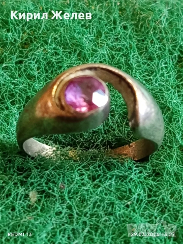 Сребърен пръстен синтетичен РУБИН майсторска ръчна изработка 54170, снимка 3 - Пръстени - 54013978