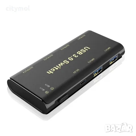 USB 3.0 Switch Selector за 2 компютъра към 4 USB устройства, KVM Switch Hub Adapter, снимка 2 - Други - 47458312