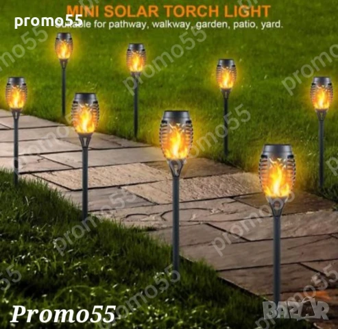 Соларна лампа 76см. за декорация на градина и двор с огнен ефект, танцуващ пламък, снимка 4 - Соларни лампи - 50754306