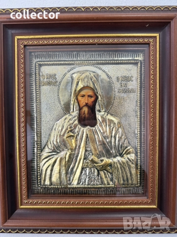 Икона - Свети Сава Нови Калимноски / сребро / позлата. №7693, снимка 2 - Антикварни и старинни предмети - 52686480