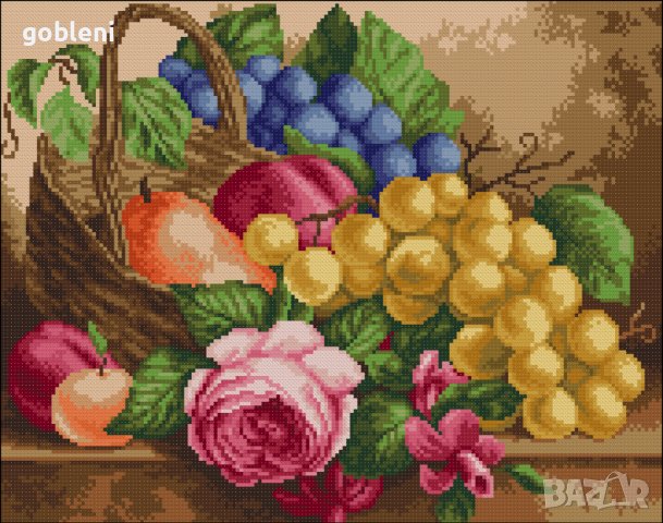 	гоблен "ЕСЕНЕН НАТЮРМОРТ"-Д46; шев 1:4; размери/42*33/см.;39 цвята; 54 лв., снимка 2 - Гоблени - 40150589
