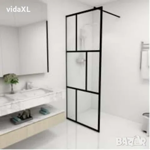 vidaXL Преграден параван за баня, закалено стъкло, черен, 80x195 см, снимка 2 - Душове - 56146166