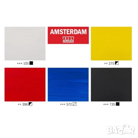 Комплект акрилни бои Amsterdam 5 цвята в тубички 120 мл, снимка 4 - Други - 51024182