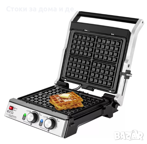 ✨Грил/скара ECG KG 2033 Duo Grill & Waffle, 2000W, Сив/Черен , снимка 2 - Скари - 44643474