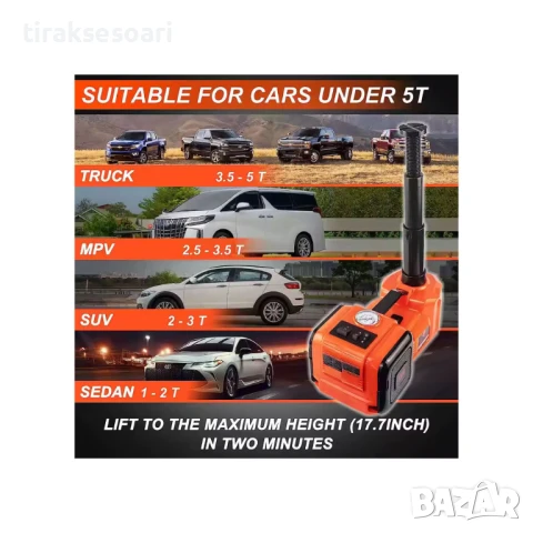 Комплект 3в1 250W Електрически крик до 5Т, гайковерт и компресор 12V, снимка 3 - Аксесоари и консумативи - 50748172