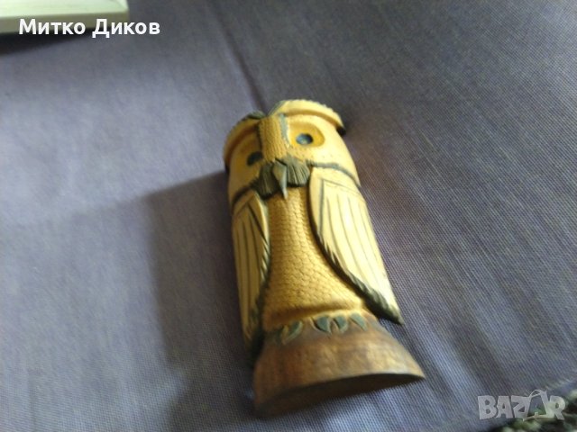 Дървен бухал сова за украса ръчна изработка Н-103мм и размер 52х25мм, снимка 6 - Декорация за дома - 40581355