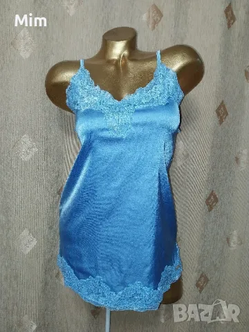Jacky Luxury L Синя сатенена нощница , снимка 2 - Нощници - 48007669