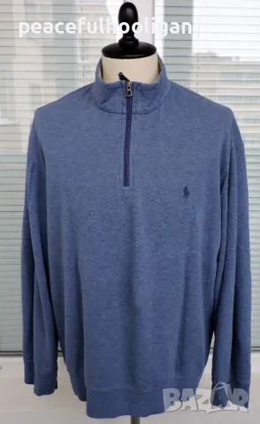 Polo Ralph Lauren Men`s Blue Melange Long Sleeve 1/4 Zip Sweatshirt Size XL/XXL