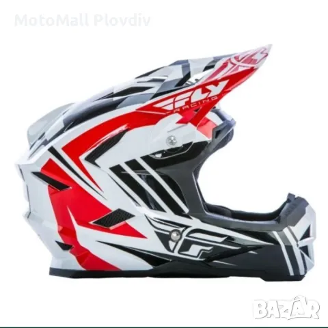 fly racing default red black white каска крос мотор мото к, снимка 2 - Аксесоари и консумативи - 49163601