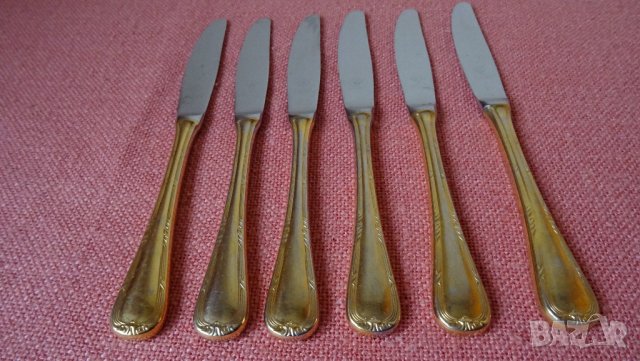 Solingen KUPPELS BESTECK , 18/10 HARTVER GOLDET 23/24 KARAT комплект 6 бр ножове с позлата, снимка 2 - Прибори за хранене, готвене и сервиране - 31142102