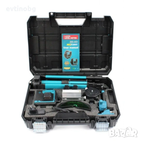 Самонивелиращ Лазерен Нивелир 4D с 16 Линии, Зелен Лазер, Тринога и Куфар, снимка 3 - Куфари с инструменти - 54063683