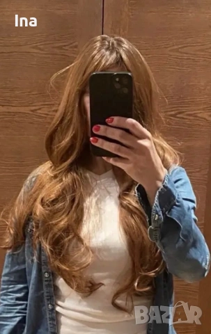 Червеникаво кестенява перука, снимка 4 - Аксесоари за коса - 53165164