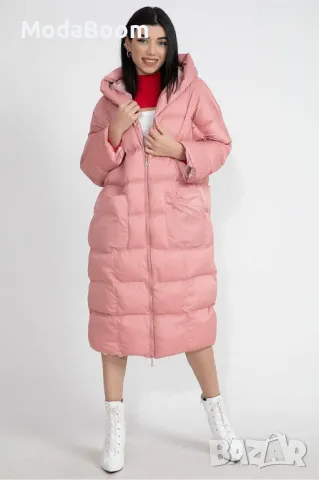 Розово дамско дълго зимно яке , снимка 3 - Якета - 48299973