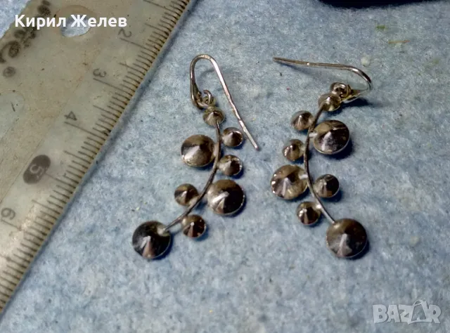 ПРЕЛЕСТНИ ФЛОРАЛНИ СКЪПОЦЕННИ СРЕБЪРНИ ОБЕЦИ СРЕБРО 925 с БЯЛА ПОЗЛАТА ЧАСТ от КОМПЛЕКТ 48605, снимка 6 - Обеци - 49144112