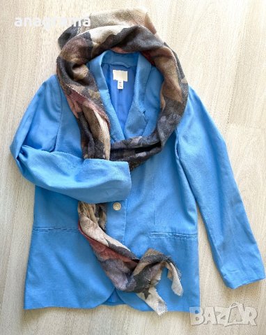 Сако в наситен син цвят и шал подарък към него , снимка 3 - Сака - 42576972
