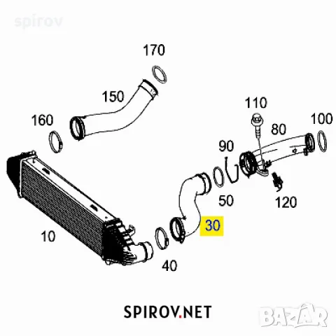 Маркуч турбо интеркулер Mercedes W204 A2045280982, снимка 2 - Части - 55733470