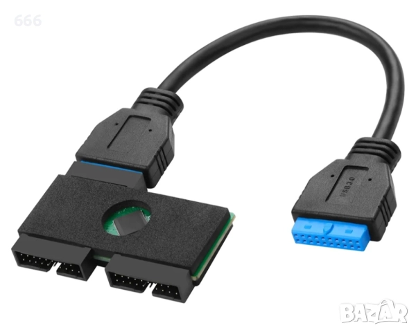 USB3.0 19PIN сплитер 1 към 2 удължителен кабел за дънна платка