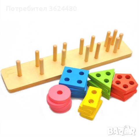 3544 Дървена играчка за нанизване с фигури, снимка 2 - Други - 37836040