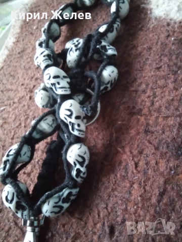 Коланче плетеното с черепи 42928, снимка 5 - Шапки - 52866570