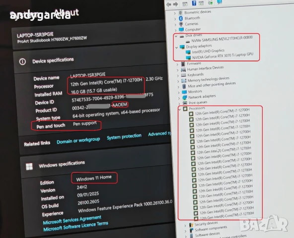 4K Ultra HD OLED/Core i7-12700H/NVidia RTX 3070Ti/16GB RAM/1TB SSD NVMe/ASUS ProArt Studiobook H7600, снимка 14 - Лаптопи за игри - 51430409