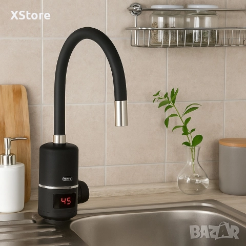 Нагревател за вода Rosberg за стена/за плот, с гъвкав силиконов маркуч, 3300W, снимка 4 - Смесители - 52588554