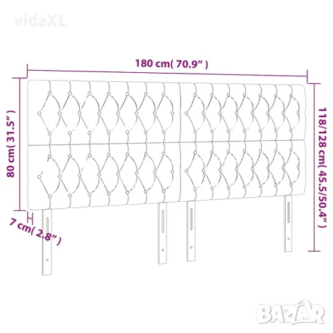 vidaXL LED горна табла за легло, таупе, 180x7x118/128 см, плат, снимка 6 - Тоалетки - 56146664