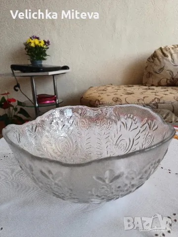 Арт стъклена купа -фруктиера, снимка 3 - Други - 50250165