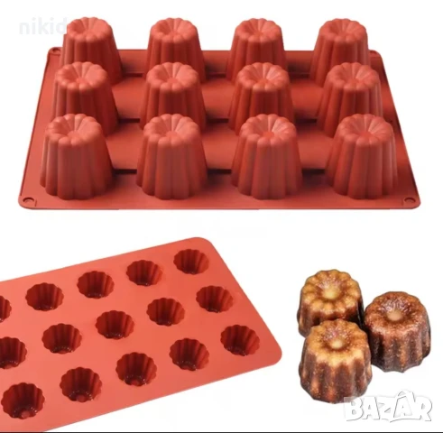 12 бр тип чашки капсули Мус кексчета мъфини пудинг желе свещ силиконов молд форма гипс, снимка 2 - Форми - 51141348